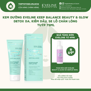 Kem dưỡng Eveline Keep Balance Beauty & Glow Detox da, kiềm dầu, se lỗ chân lông với AHA, BHA và Niacinamide