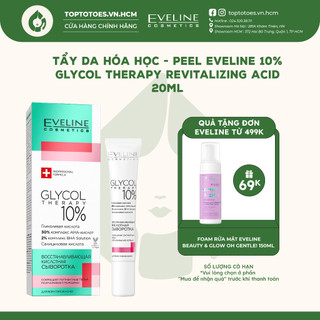 Tẩy da chết hoá học Eveline Glycol Therapy 10% Revitalizing Acid Peel cho da láng mịn, đều màu, căng bóng, ngừa mụn
