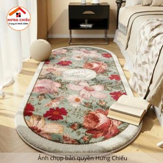Thảm lông cừu đế dệt cao cấp họa tiết phong phú decor chân giường phòng ngủ (50 x 120 cm)-Hưng Chiếu ED05