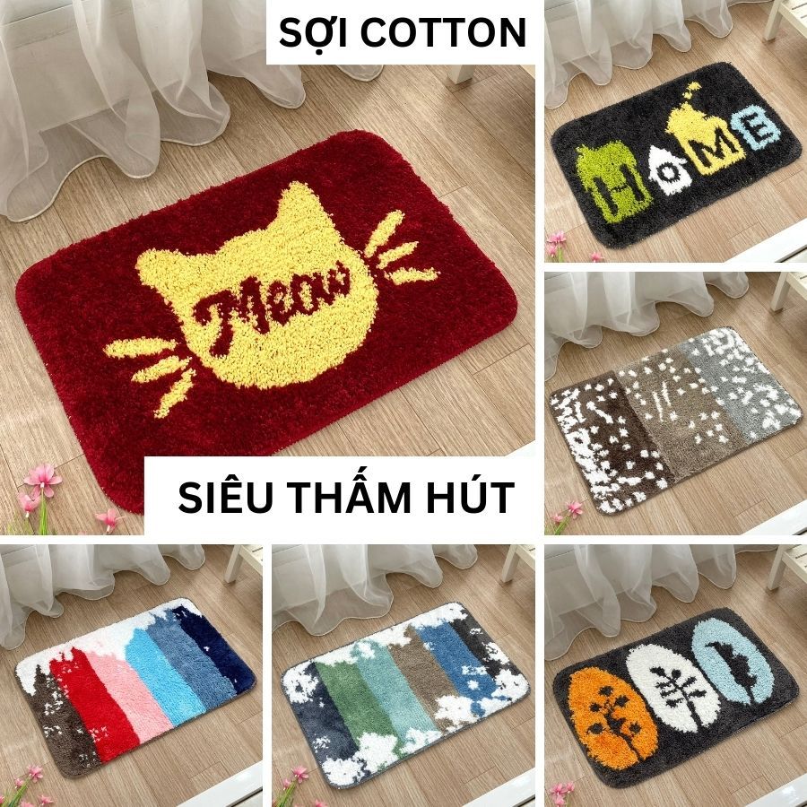 Thảm lau chân sợi cotton bông lông len cừu siêu thấm hút chống trơn trượt tốt VIP - Hưng Chiếu