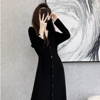 Đầm Body GHDA1 Cổ V Tôn Dáng Mầu Đen Tay Dài tôn dáng