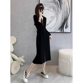 Đầm Body HANDA1 Cổ V Tôn Dáng Mầu Đen Tay Dài tôn dáng