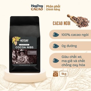 Cacao ngòi (Cocoa nibs) - Nhân hạt cacao rang tự nhiên [Túi 250g - 1kg] - Heyday Cacao