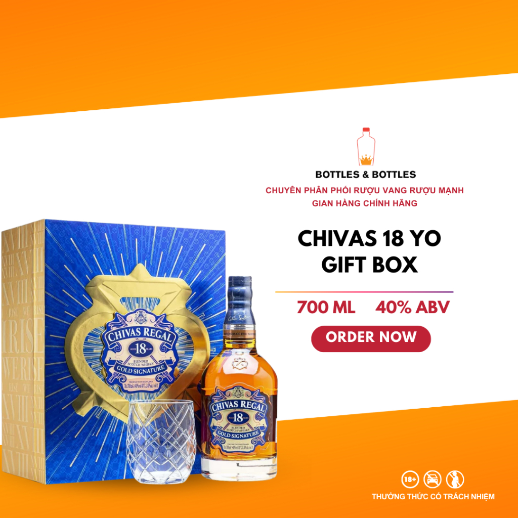 [CHÍNH HÃNG] Hộp Quà Rượu Scotch Whisky Chivas 18 YO - 700ML - 40%