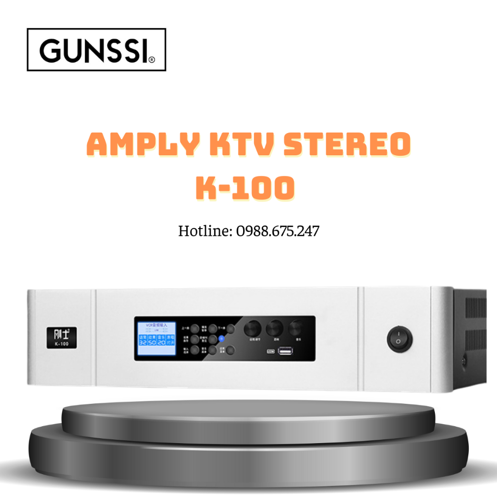 Amply Karaoke Bluetooth Gunssi K-100. Bộ khuyếch đại âm thanh KTV stereo Bluetooth tại nhà. Bảo Hành 12 tháng.