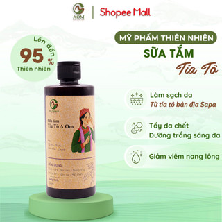Sữa Tắm Trắng Da Tía tô Dao Đỏ A OM Natural Làm sạch, Tẩy da chết dịu nhẹ 300ML