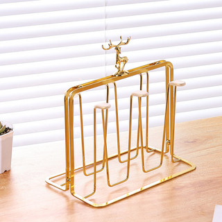 Khay úp cốc, giá úp ly mạ vàng hình hươu