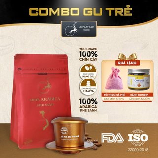 Combo Gu Trẻ, Combo Cà phê Abrica Khe Sanh 250g Và Phin Nhôm Cao Cấp, Le Plateau Cà Phê