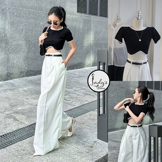 Áo Croptop Viền Trắng Tay Ngắn Cổ Tròn Chất Thun Co Giãn 4 Chiều "CV"