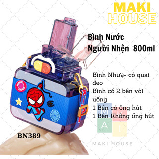 Bình nước cho bé Bình nước trẻ em bình Người Nhện, Đội Trưởng Mỹ cho bé mang đi học.Al