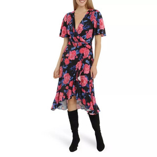 Đầm midi hoa vạt chéo Maggy London  size 6 vải Vicose