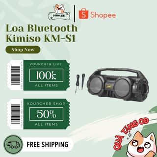 Loa Bluetooth xách tay Kimiso KM-S2 - Kèm mic hát có dây và Bass