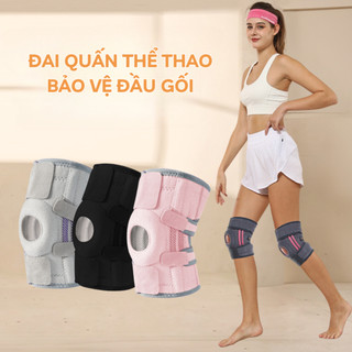 Đai bảo vệ đầu gối, bó gối thoáng khí, đai quấn lò xo trợ lực bảo vệ khớp gối chơi thể thao, vận động