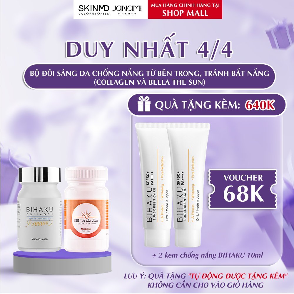 Viên Uống Trắng Da, Tăng Sinh Collagen Da Căng Bóng Bihaku Collagen Premium 30 viên