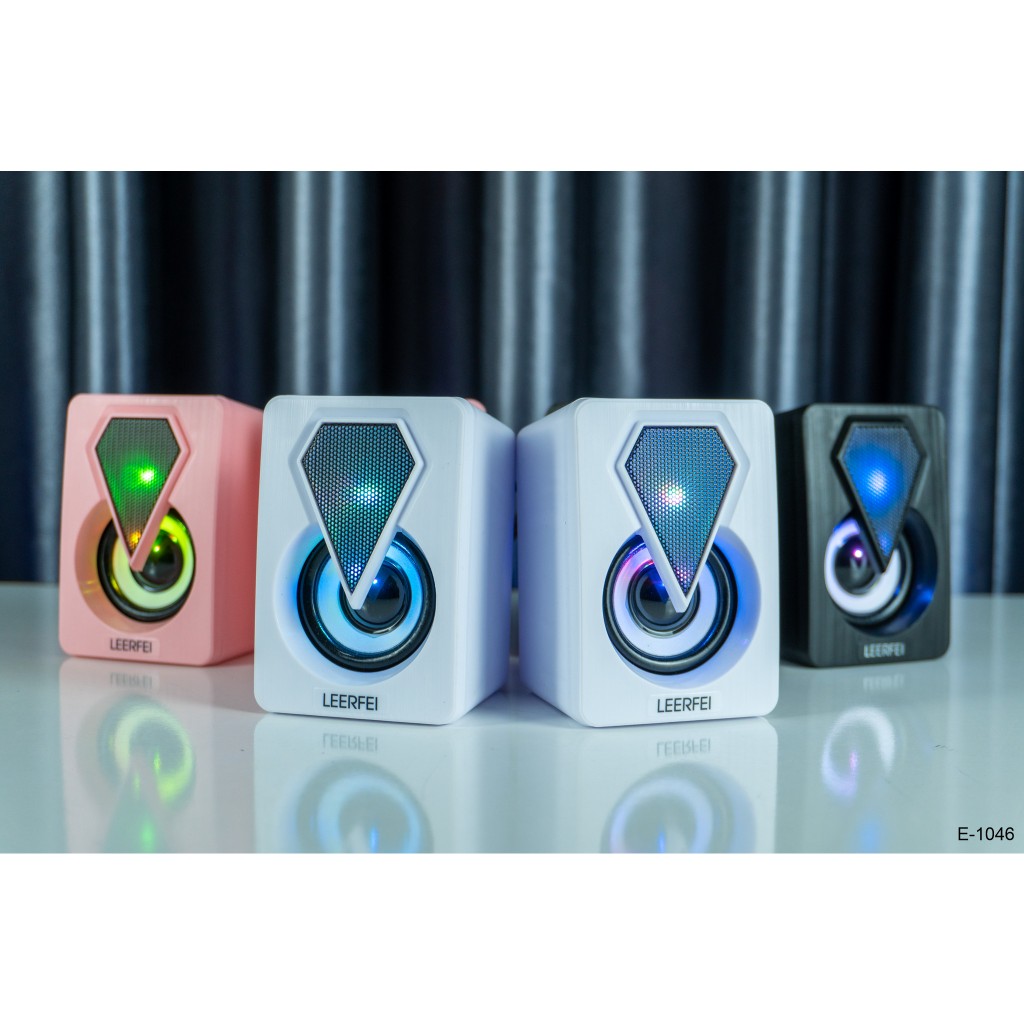 Loa máy tính LeerFei YST-1046 - Led Loa Vi Tính Mini Để Bàn Cao Cấp Âm Thanh Siêu Trầm Hay, Có Đèn Led Đổi Màu Cực Chất