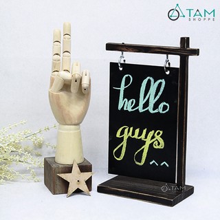 Standee bảng đen treo lệch viết phấn rustic để bàn 17x28cm [2 mặt - bảng tháo được] BANGDEN-06 TTTM