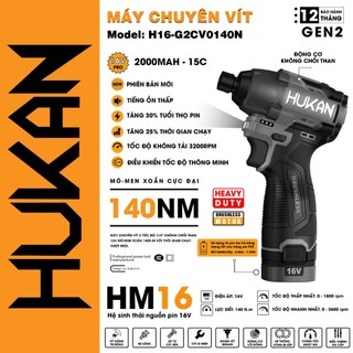 Máy bắt vít mini, máy chuyên vít pin hukan g2cv0140n, lực siết 140nm, 3 chế độ bắn vít, bảo hành 12 tháng