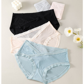 MEDYLA - Quần lót bầu cotton viền ren siêu nhẹ thoáng khí kháng khuẩn cho bầu mặc trong và sau sinh - QLB022