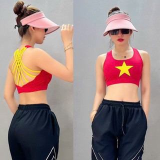 Áo Thể Thao Nữ Áo Cờ Đỏ Sao Vàng Croptop Việt Nam Nhiều Mẫu Hàng Thun Lạnh Cao Cấp