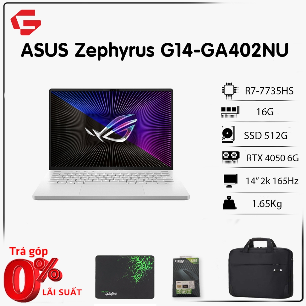 [New 2023] Laptop Asus ROG Zephyrus G14 GA402NU (AMD Ryzen 7 7735HS, 16GB, 512GB, RTX 4050 6G, 14″ 2K IPS 165Hz)