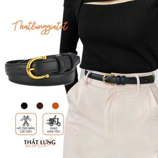 Thắt lưng nữ bản nhỏ Ulzzang mặt chữ C màu vàng đồng bản 1.8cm (Hỗ trợ bấm, cắt dây nịt) TL091 - Thắt Lưng Giá Tốt