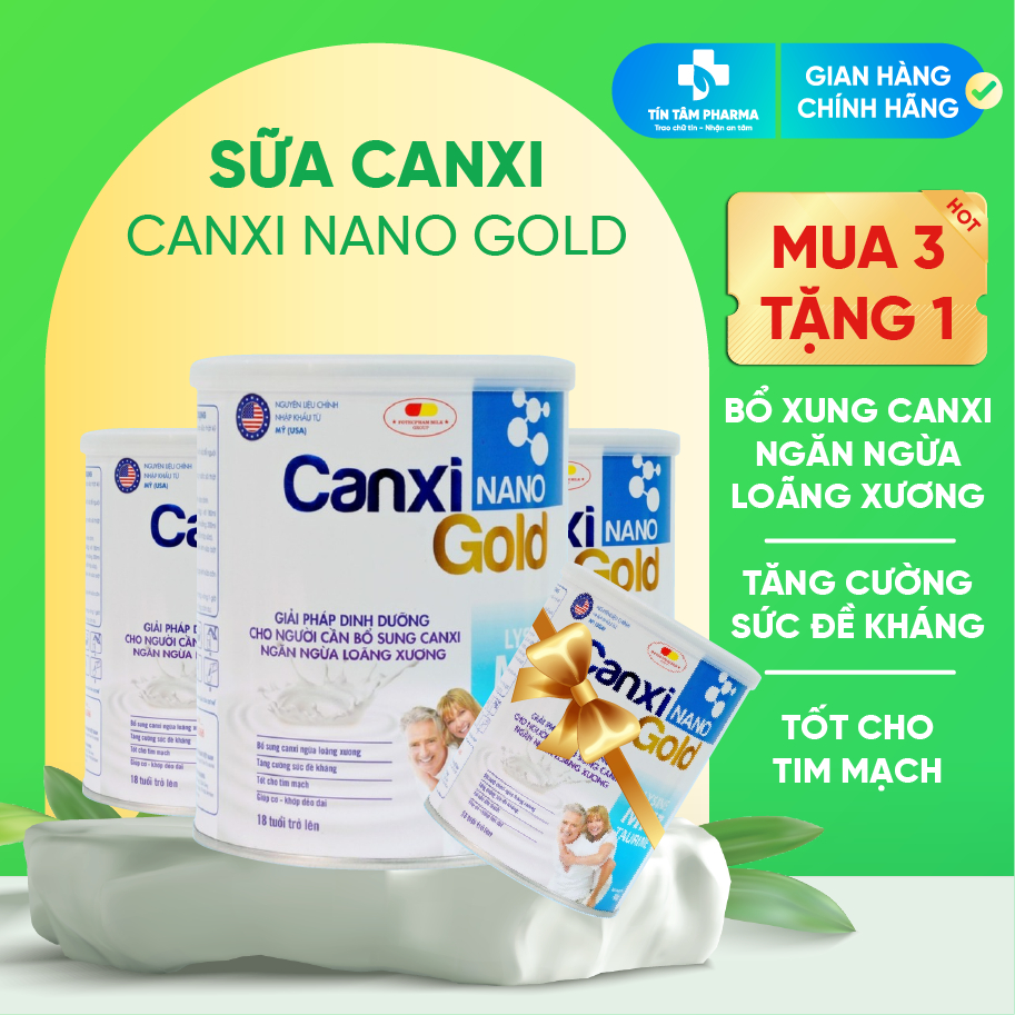 4 Hộp Sữa Canxi Cho Người Lớn Tuổi Bổ Xung Canxi Chắc Khỏe Xương Khớp, Tốt Cho Tim Mạch Canxi Nano Gold