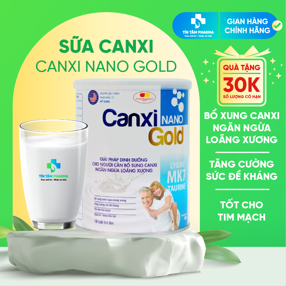 Sữa Canxi Cho Người Lớn Tuổi Bổ Xung Canxi Chắc Khỏe Xương Khớp, Tốt Cho Tim Mạch Canxi Nano Gold