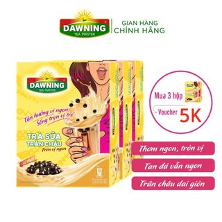 Combo 3 Hộp Trà sữa trân châu DAWNING Tròn vị ngon, thơm trà, tan đá vẫn ngon đậm đà 260g/hộp