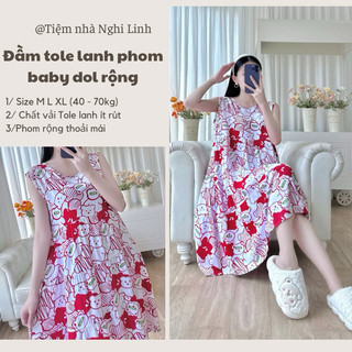 ĐẦM TOLE LANH mùa hè VNXK F21, sát nách  dáng baby doll rộng rải thoáng mát- Tiệm nhà Nghi Linh