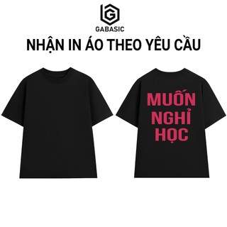Áo thun muốn nghỉ học 230gsm form tay lỡ đen trắng i oversized fit