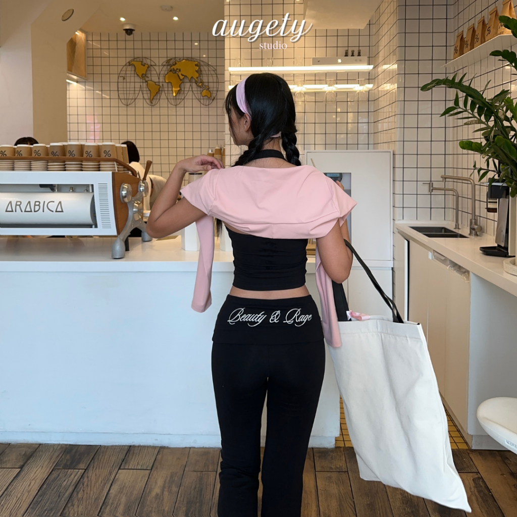 Quần Ống Loe Legging Augety Studio Cạp Trễ Dáng Dài Gập Eo EVELYN Leggings | BigBuy360 - bigbuy360.vn
