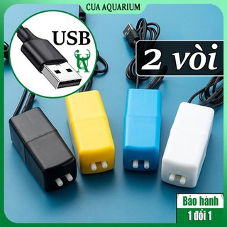 Máy sủi oxy mini USB 2 vòi sục khí bể cá
