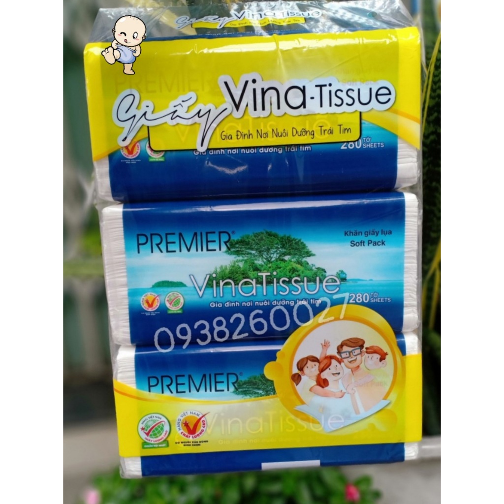 Lốc 3 bịch Giấy lụa Vinatissue 280 tờ 2 lớp