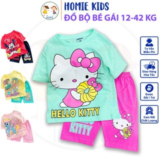 Đồ bộ cotton bé gái 12-42 kg set quần áo trẻ em lửng đùi tay ngắn cho bé mặc mát in hoạt hình công chúa đẹp Homie Kids