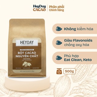 Túi 500g Bột Cacao Nguyên Chất Việt Nam - Dòng Natural Thuần Tự Nhiên, Không Kiềm Hóa - Heyday Cac