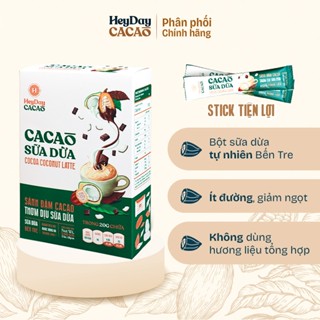Bột Cacao Sữa Dừa Heyday - Hộp 12 gói x 20g - Đậm vị cacao thượng hạng và thơm béo sữa dừa