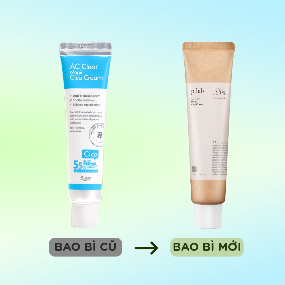 Kem Phục Hồi Da The Plant Base AC Clear Magic Cica Cream Dành Cho Da Mụn 60ml
