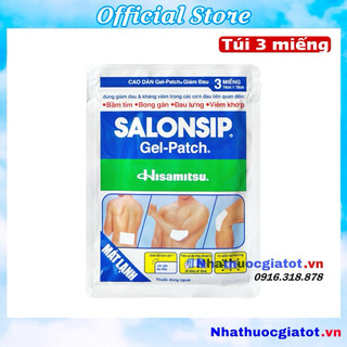 Cao Dán Salonsip Gel Patch Hỗ Trợ Giảm Đau Mỏi Cơ - Mẫu Mới Túi 3 Miếng