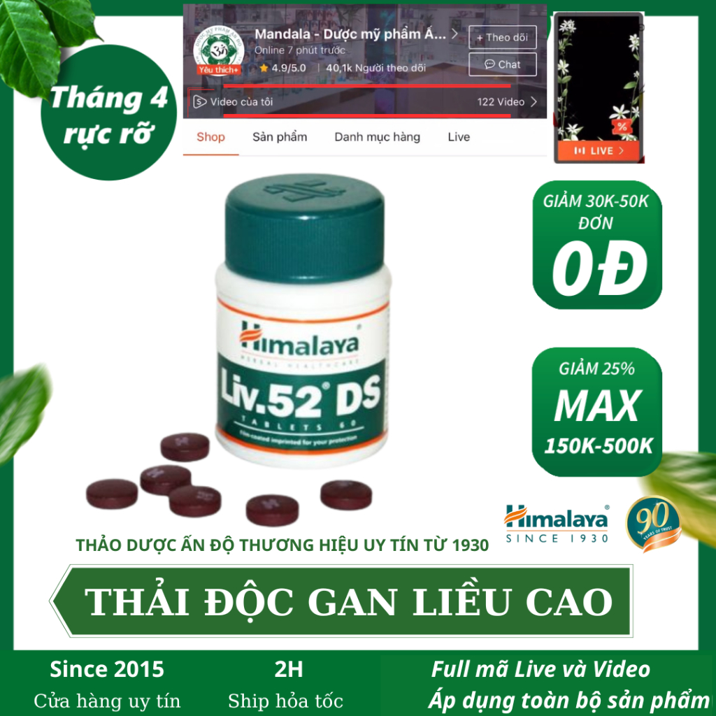 Himalaya Liv.52 DS hỗ trợ thải độc gan loại mạnh - Mandala Shop Liv52ds Liv.52Ds