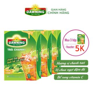 Combo 3 hộp Trà chanh hòa tan DAWNING từ bột chanh nguyên chất và mật ong giúp giải khát 280g/hộp