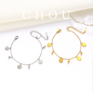 Vòng tay titan, lắc tay titan cỏ 4 lá chuông bi | chou accessories |
