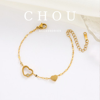 Vòng tay titan, lắc tay titan trái tim đính đá | chou accessories |