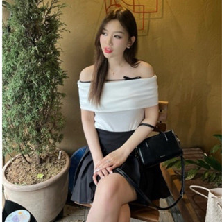 A11 - Áo len tăm nữ trễ vai cộc tay chất co giãn