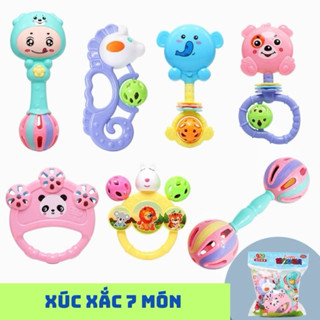 [HCM-GIÁ RẺ] Bộ lục lạc xúc xắc 7 món loại lớn, đồ chơi cho bé.