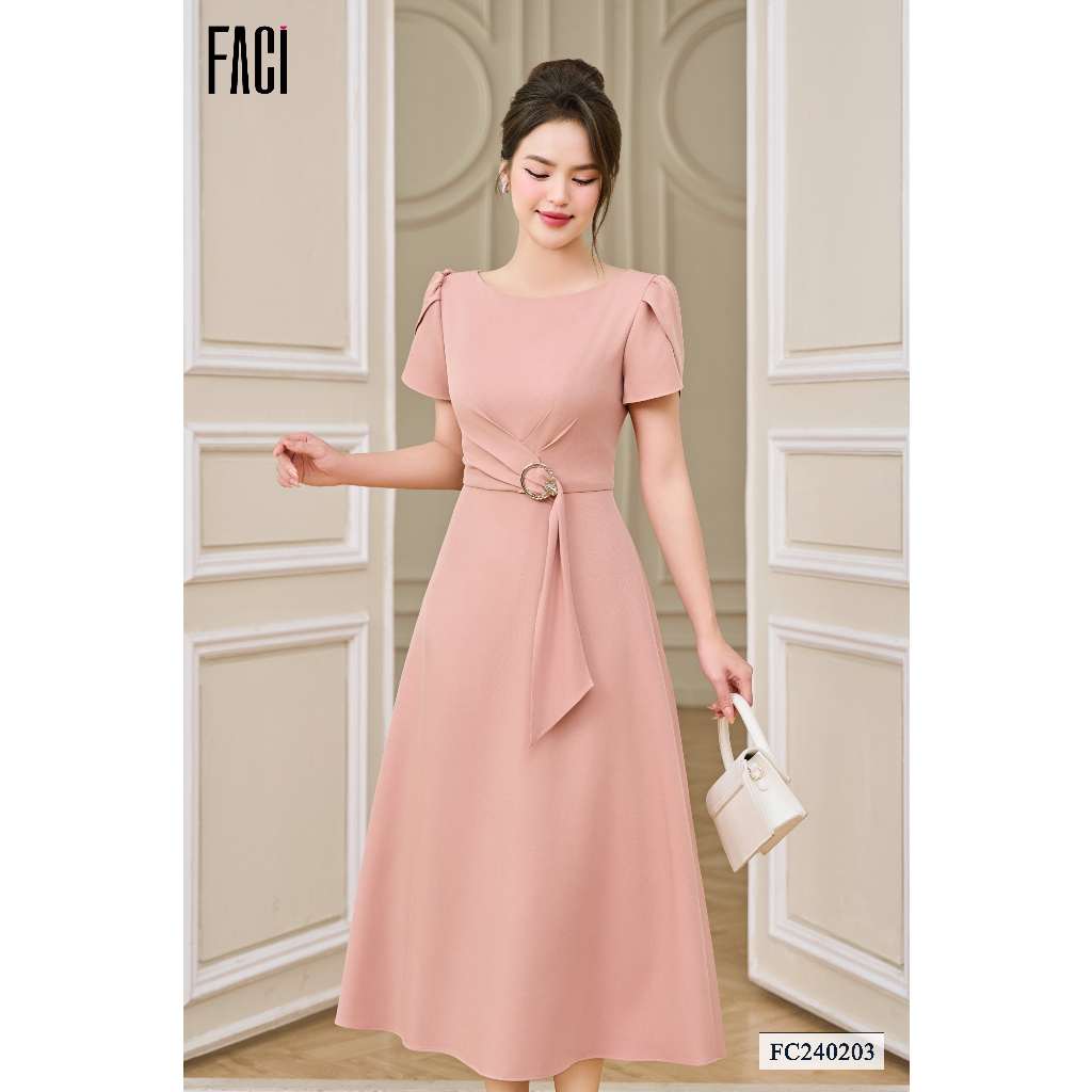 Đầm Nữ 𝐅𝐀𝐂𝐈 Dáng Dài Váy Công Sở Chất Chéo Ý Cao Cấp Dáng A Xoè Điệu Đà Nữ Tính FC240203