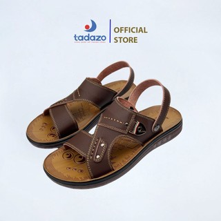 Dép da nam cao cấp Sandal đế cao Tadazo, da mềm mại, đế cao su nguyên khối, khâu may chân quai siêu chắc chắn TD2401-C