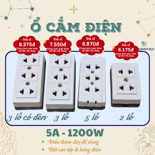 [Giá tốt nhất] Ổ cắm điện không dây 2 - 3 - 5 lỗ cắm 1200W