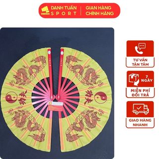 Quạt lụa cao cấp, thiết phiến, quạt tập võ, dưỡng sinh, rồng chầu mặt nguyệt, một đôi bên phải & bên trái