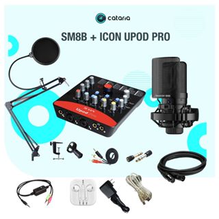 Bộ Mic SM8B  2024 và ICON Upod 72 Chế Độ Âm Thanh Chuyên Livestream, Thu Âm Tặng Tai Nghe, Đèn Live