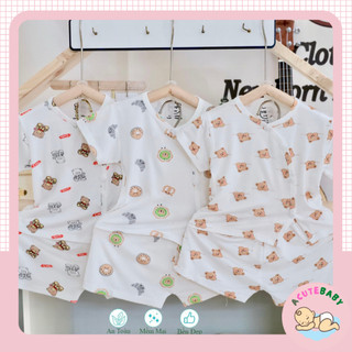Quần áo sơ sinh bộ cộc tay cho bé trai bé gái cotton KHUY LỆCH chất lạnh Acutebaby